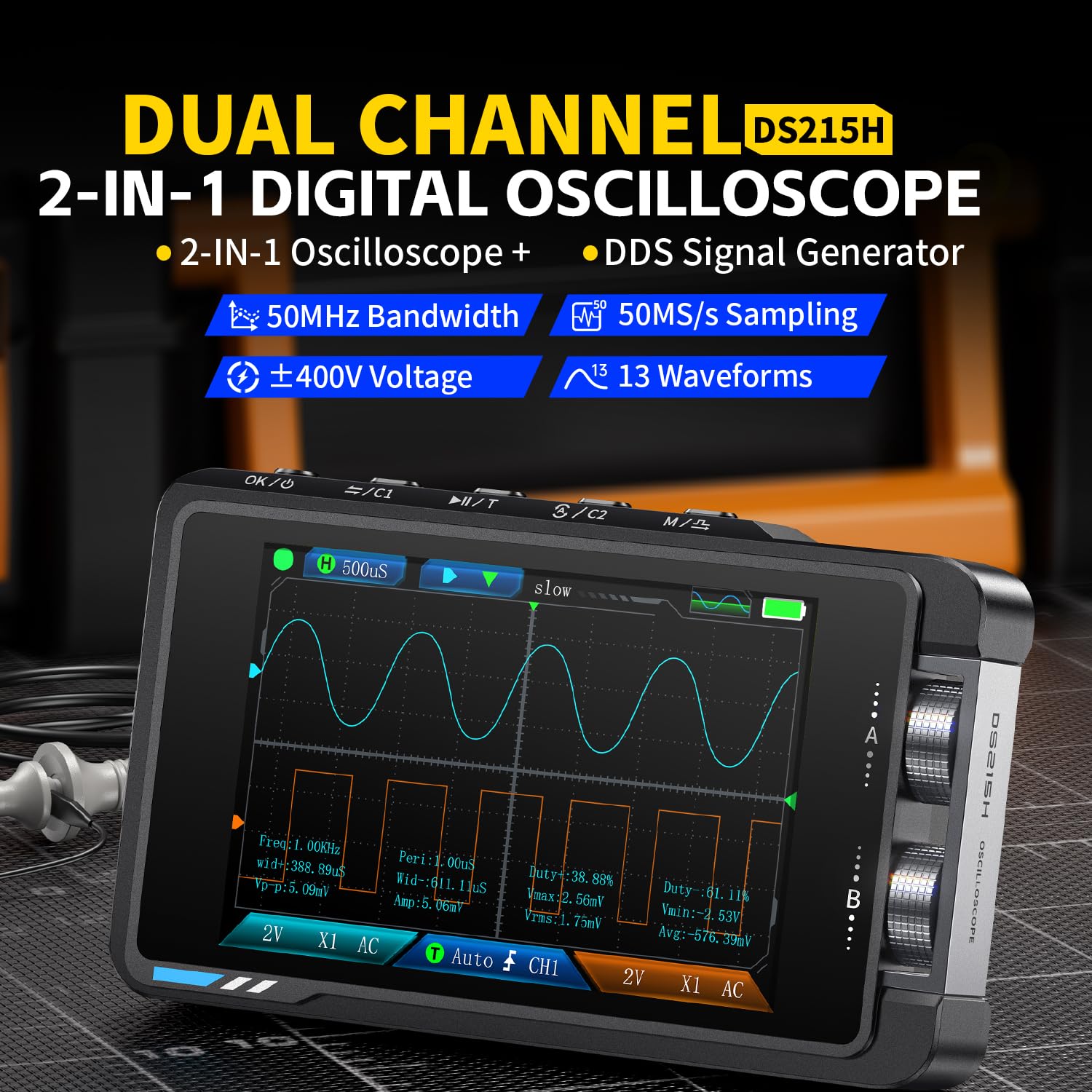 FNIRSI DS215H Digital Oscillos - Fnirsi Digital Oscilloscope Handheld ulasan dan harga