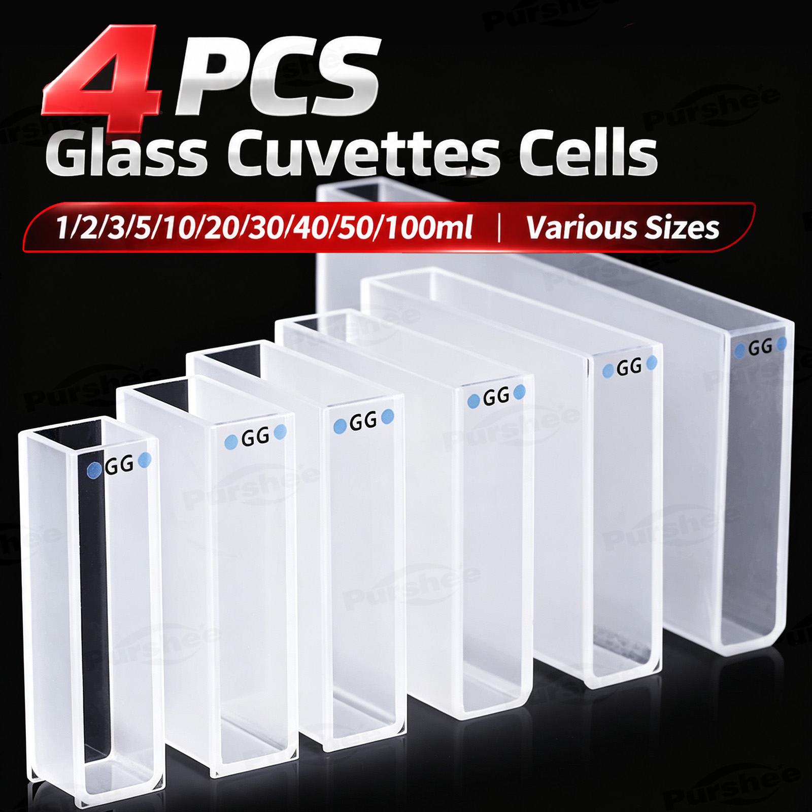 4 PCS Glass Cuvettes Cells 1/2 - Lab Equipment ulasan dan harga