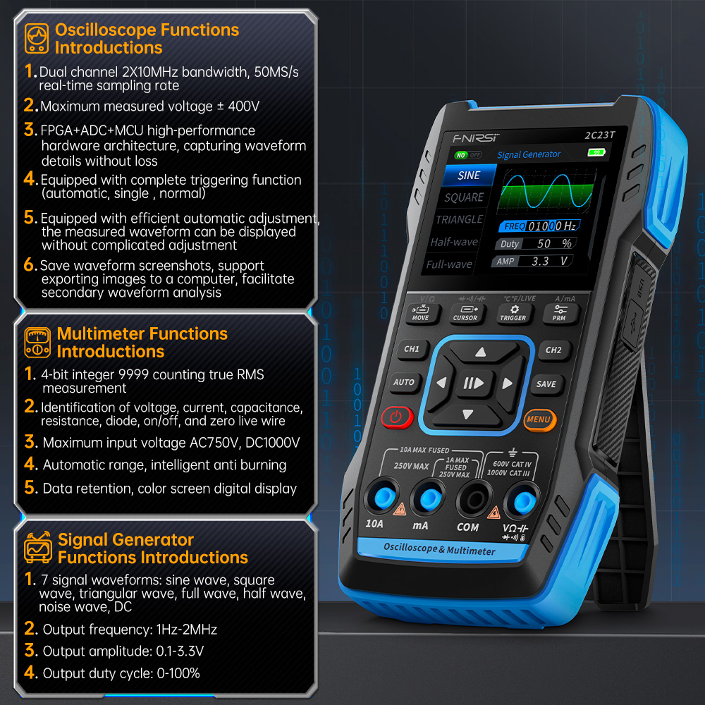 2C23T 3-in-1 Digital Oscillosc - Fnirsi Digital Oscilloscope Handheld ulasan dan harga