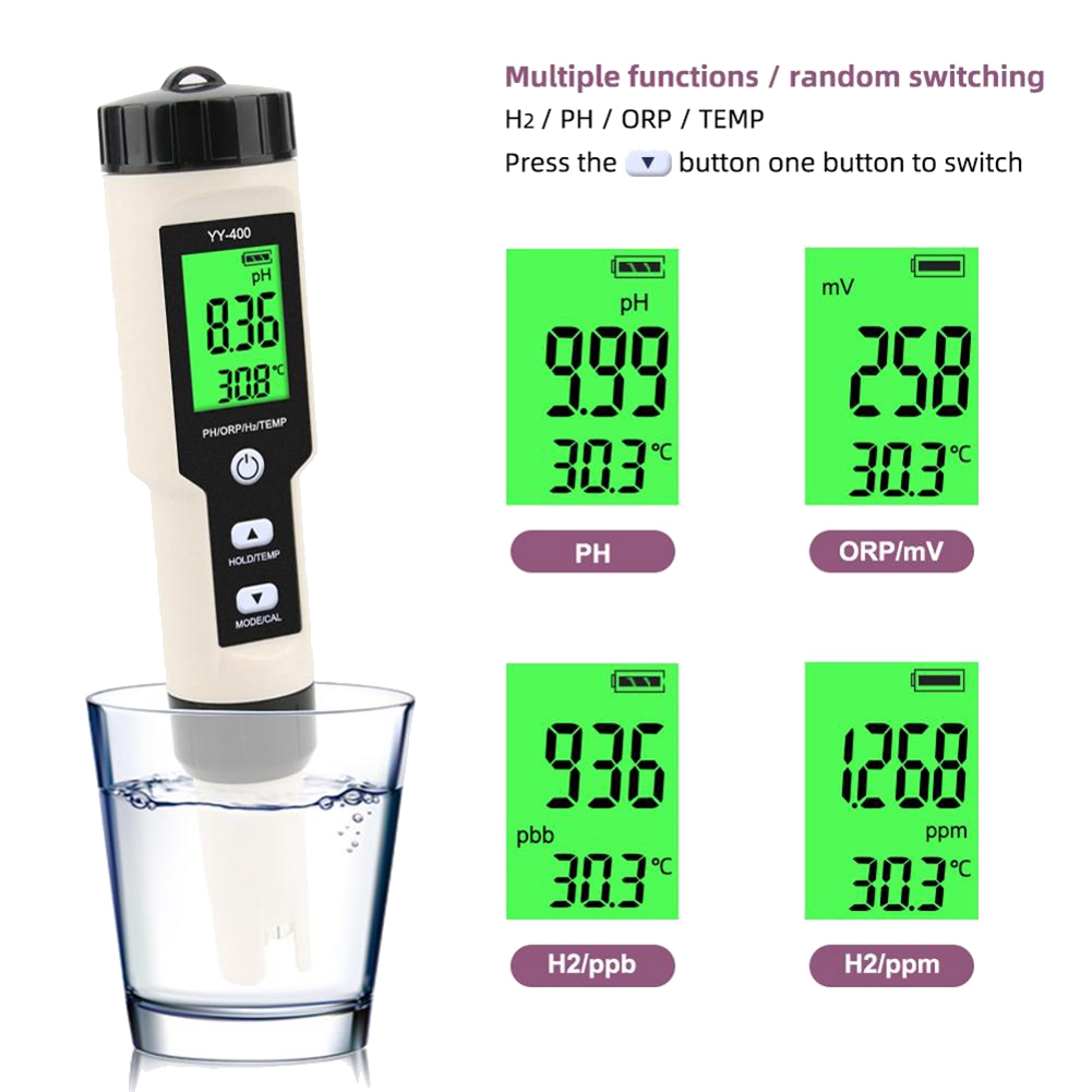 4 in 1 YY-400 PH/ORP/H2&TEM Me - Ph Meter Digital Water Tester ulasan dan harga